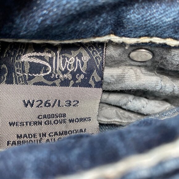 Silver Jeans Aiko Bootcut Women's 26x39 Dark Wash Blue Stretch Denim Low Rise - Picture 7 of 8